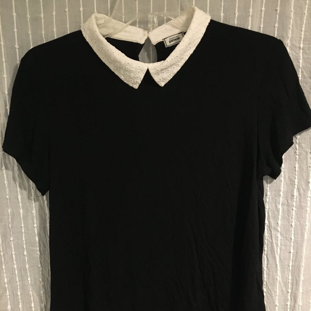 Pimkie Short Sleeve Black Top w/ White Collar